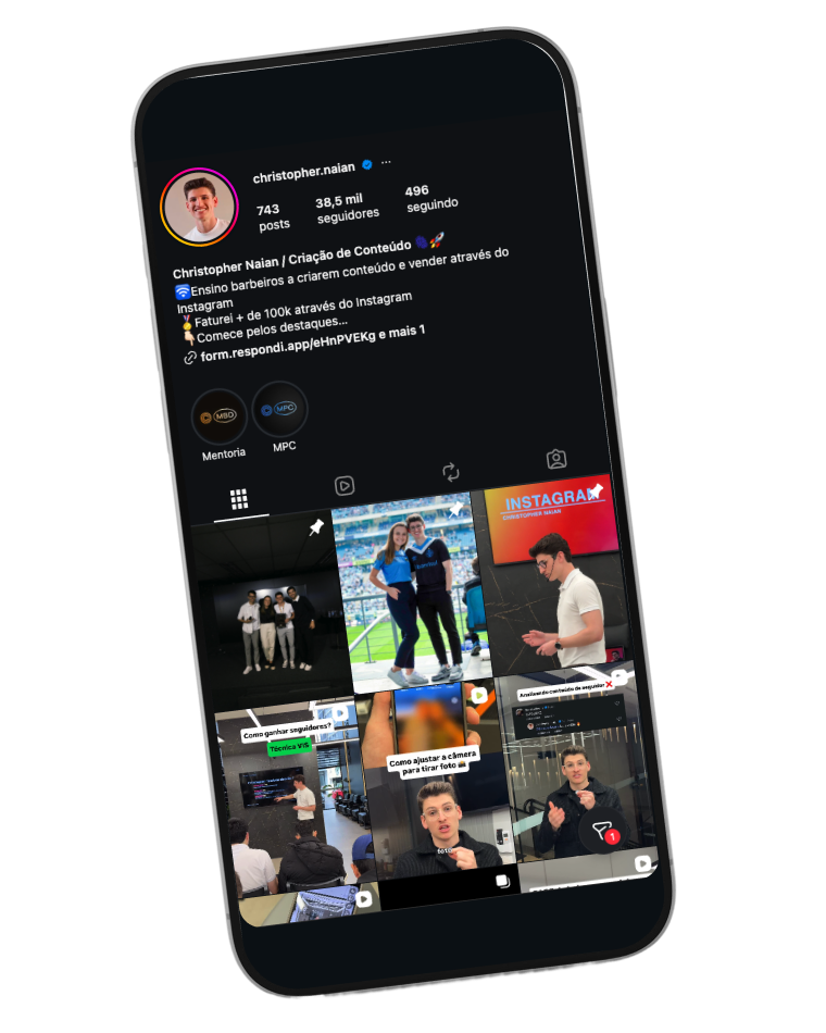 Perfil de Instagram do Christopher Naian no Método Posta que Cresce